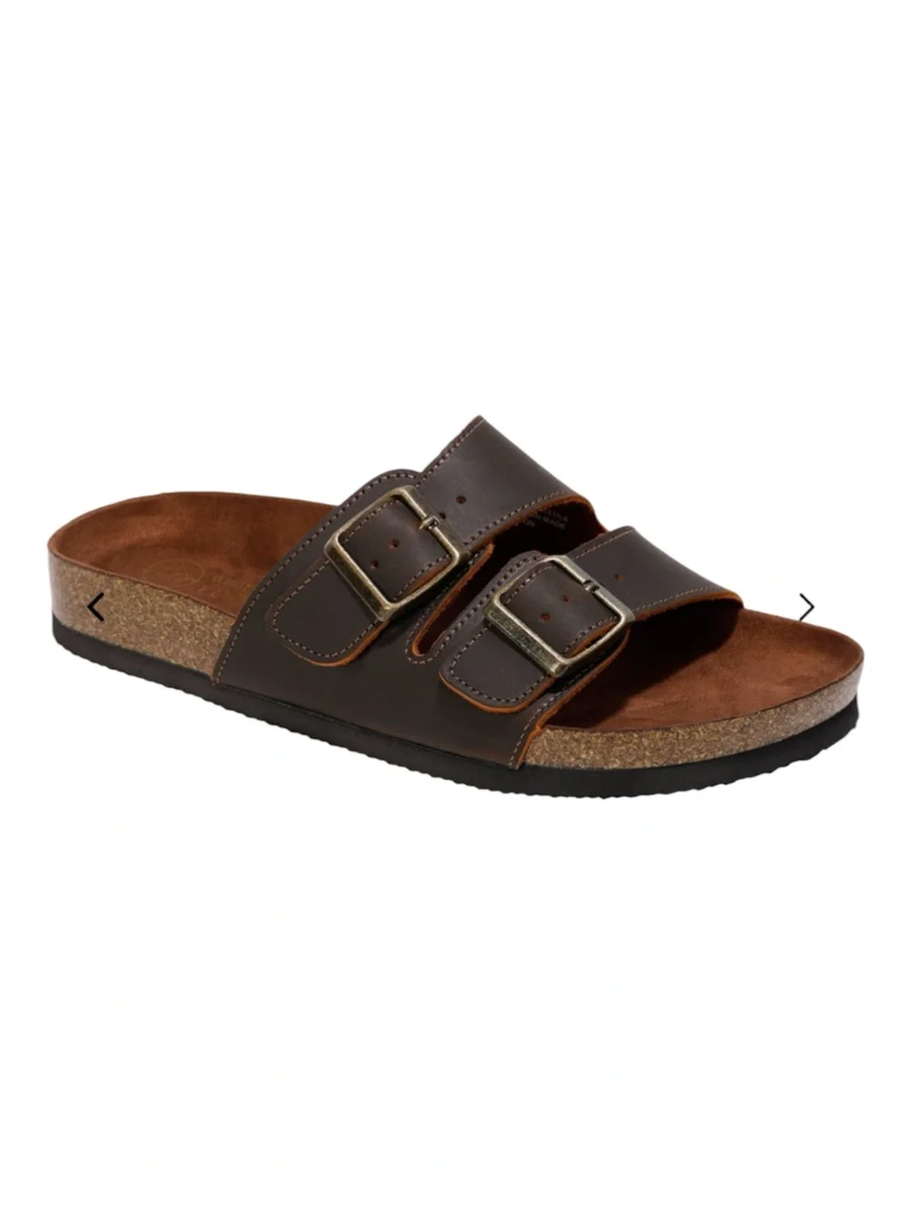 White Mountain Men’s Hampton Brown Double-Buckle Slide Sandals Size 12 NWT